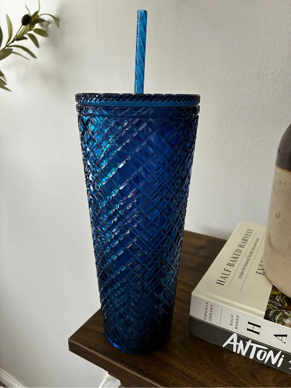 Starbucks 24 oz Blue Diamond Textured Acrylic Tumbler with Straw